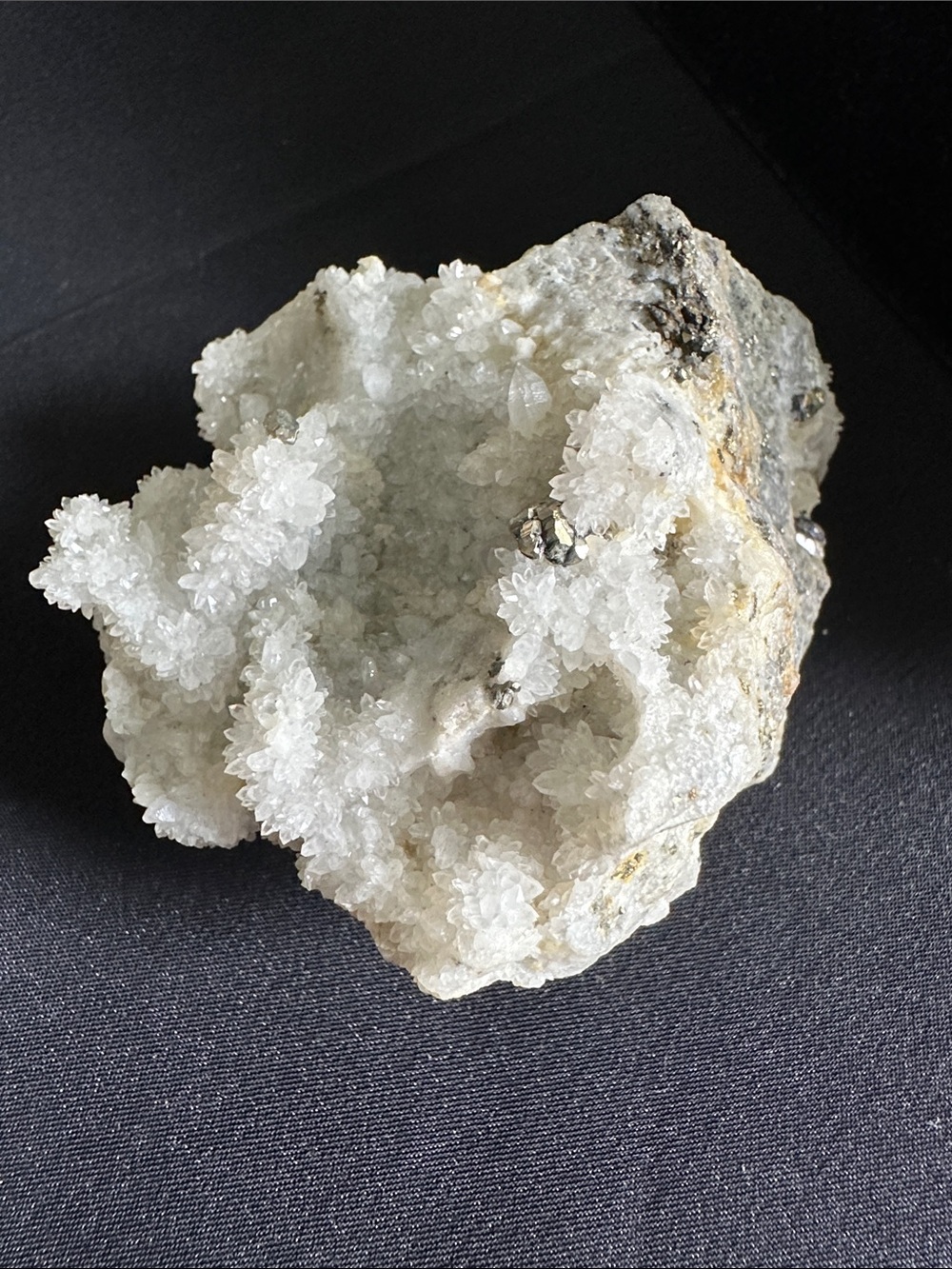 Pyrite in quartz NWOT genuine raw gemstone mineral. Measures appx. 3” x 2-1/2”